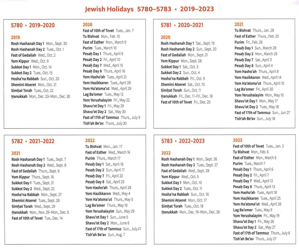 2023 Jewish Holidays Printable - Printable World Holiday