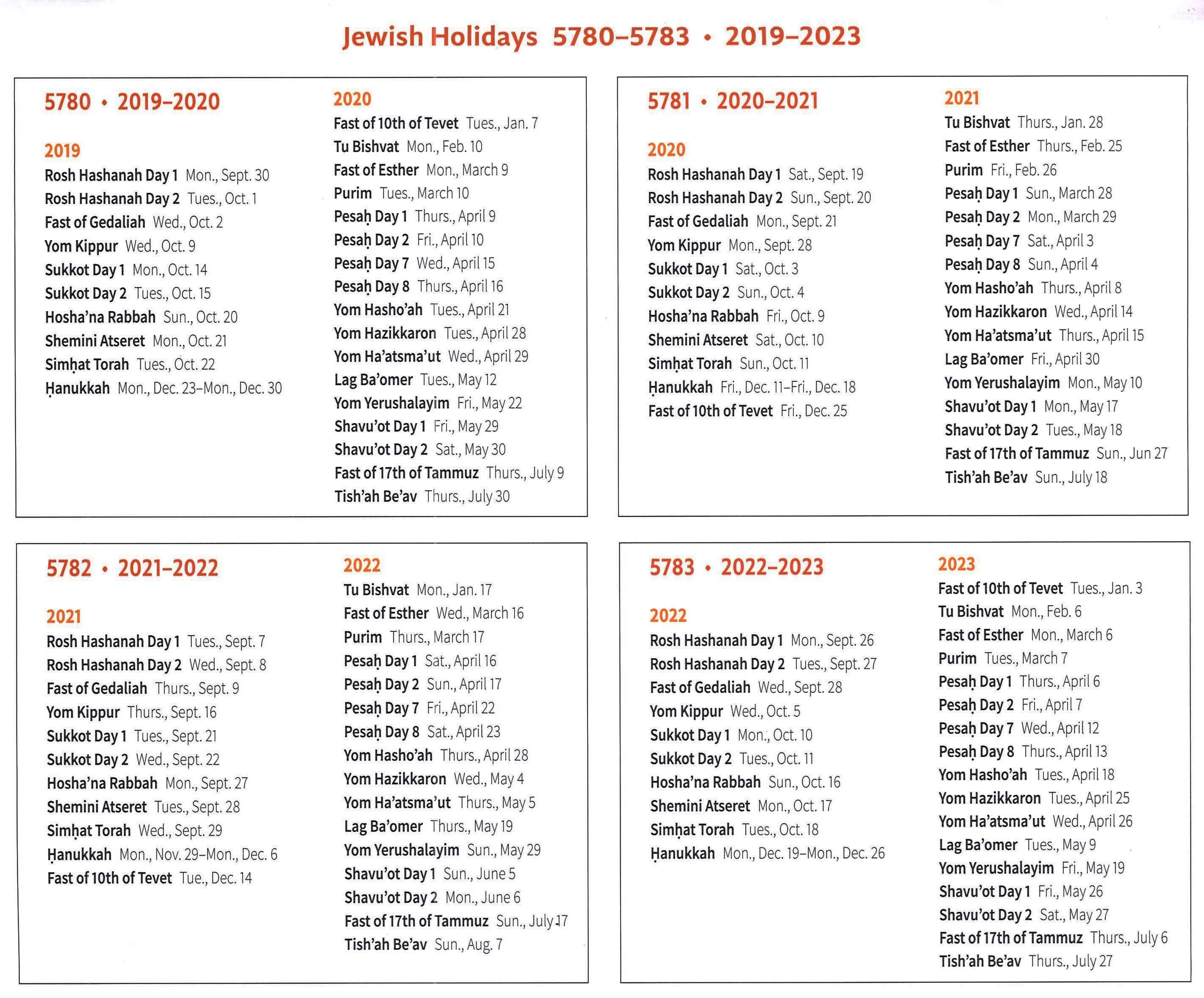 Printable List Of Jewish Holidays 2024 Melly Sonnnie